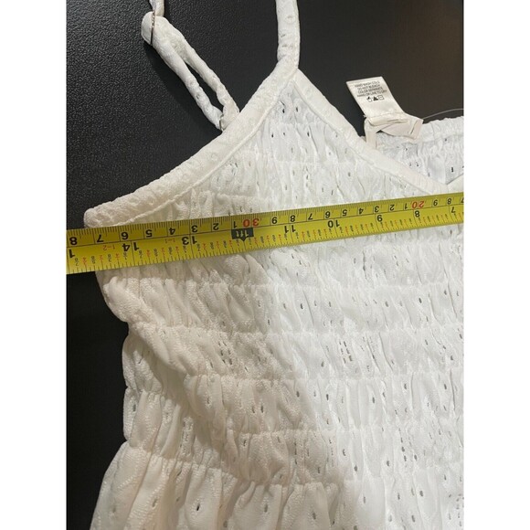 NEW Urban Romantics Women’s Spaghetti Strap OffWhite Blouse Lacey Semi Sheer L - Picture 6 of 11